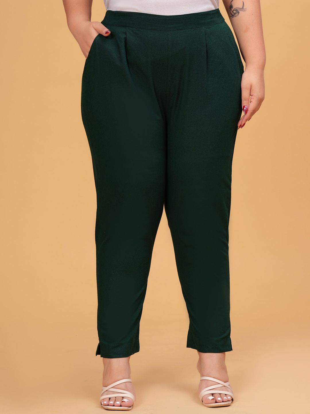 DIGITAL SHOPEE Women Pleated Regular Fit Plus Size Trousers-picture-11