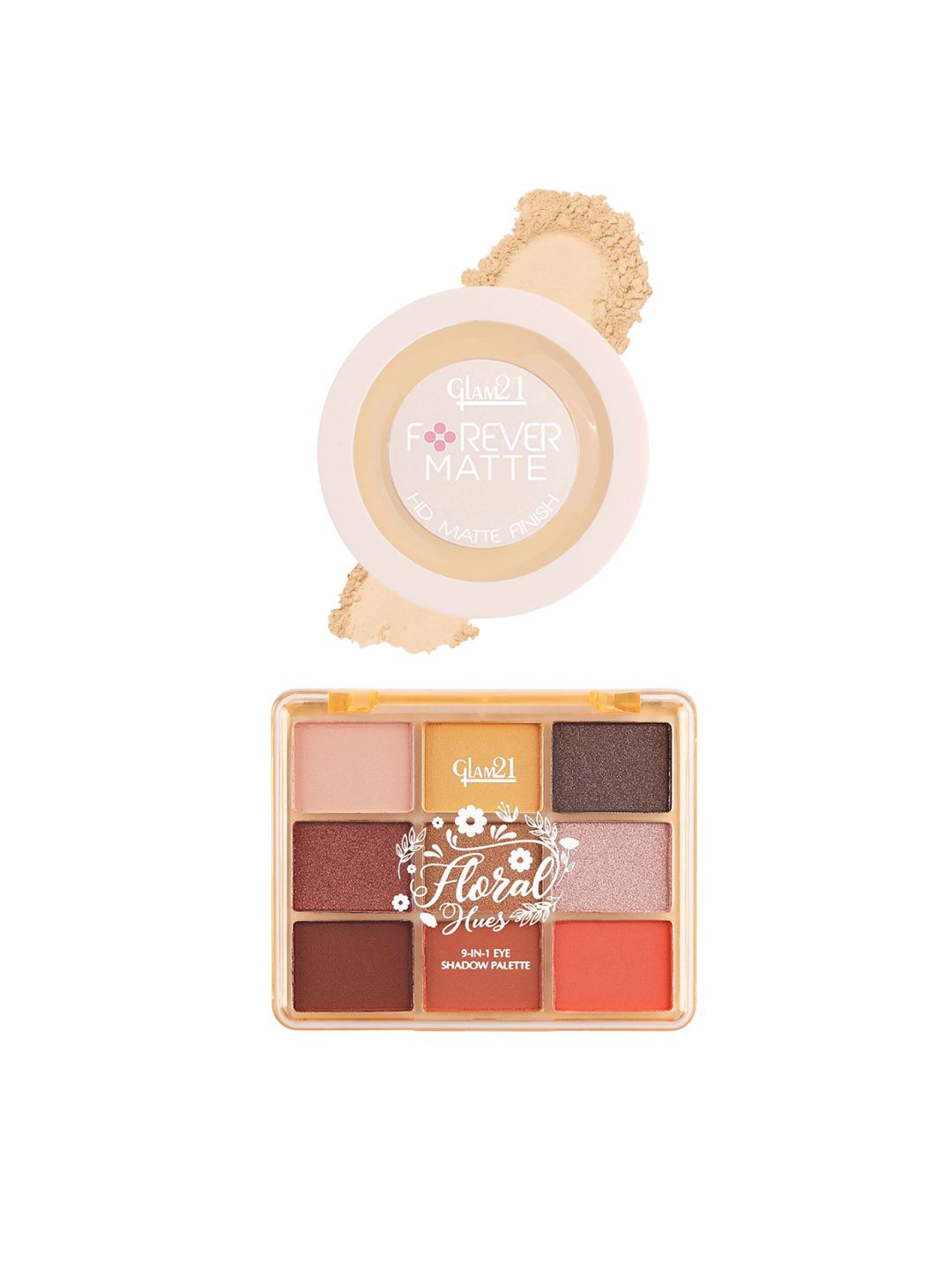 GLAM21 Set Of 2 Floral Hues Eyeshadow Palette - Sunflower 06 & Compact Powder - Ivory 01-picture-14