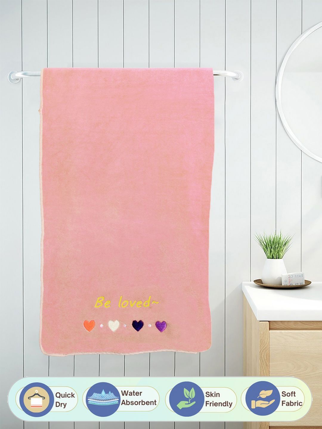 Myntra Elegant Homes Peach-Coloured Cotton 420 GSM Bath Towel-picture-23
