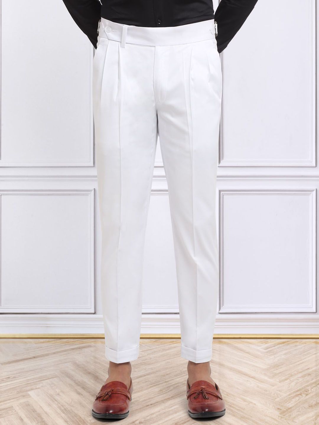 KLOTTHE Men Slim Fit Pleated Formal Trousers-image-33