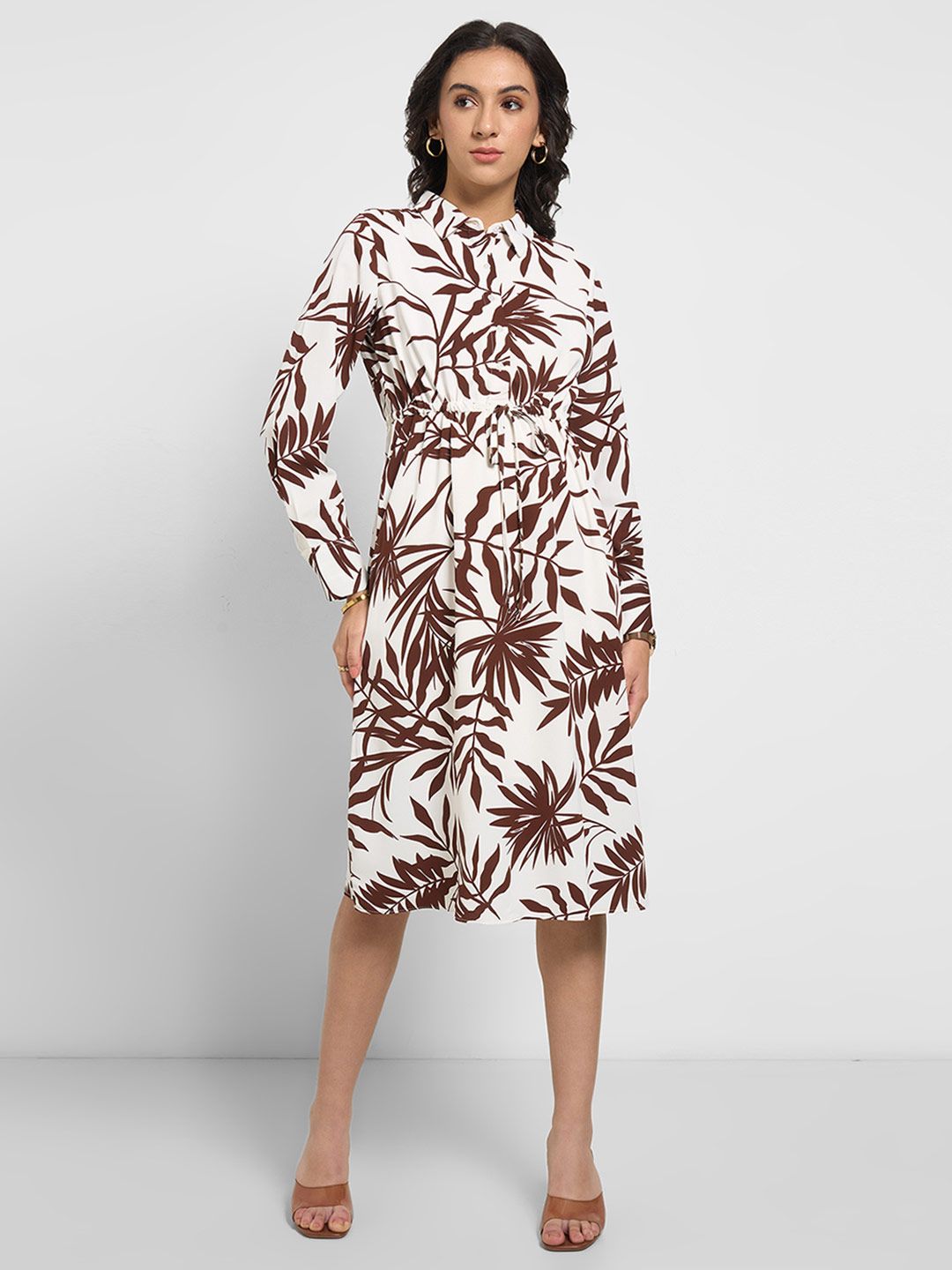 Annabelle by Pantaloons Women Floral Print Shirt Collar A-Line Dress-picture-16