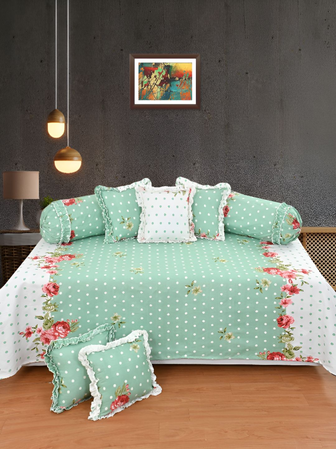 Luxmi Cotton Fabrics Set Of 8 Floral Bedsheet With Bolster & Cushion Covers-picture-27