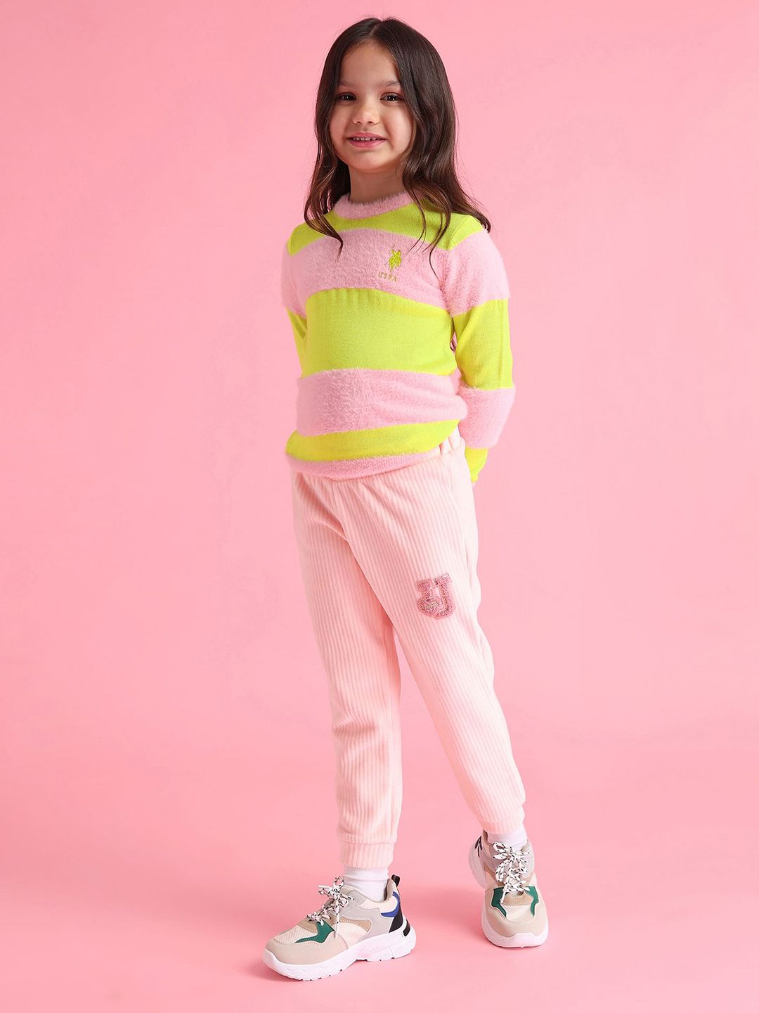 U.S. Polo Assn. Kids Girls Self Striped Joggers-picture-10