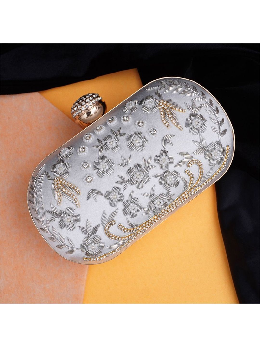 FOR THE BEAUTIFUL YOU Embellished Embroidered Box Clutch-picture-17