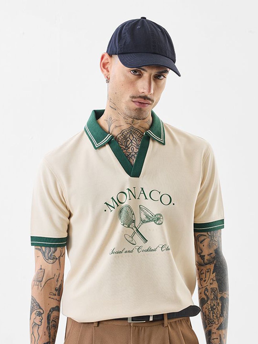 Snitch Men Printed Polo Collar Slim Fit T-shirt-picture-17