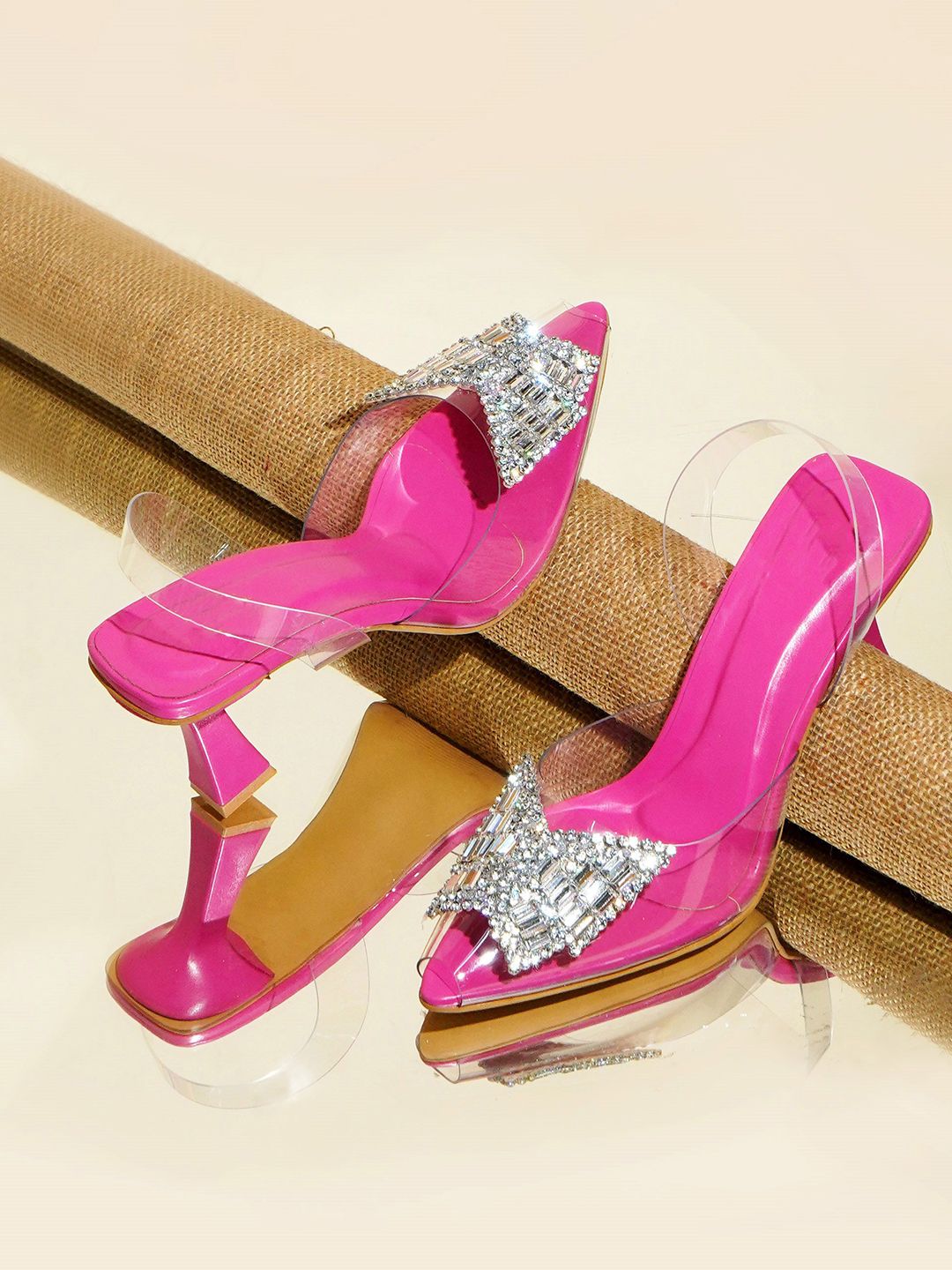 Froh Feet Party Women Embellished Kitten Heel Peep Toes-picture-36