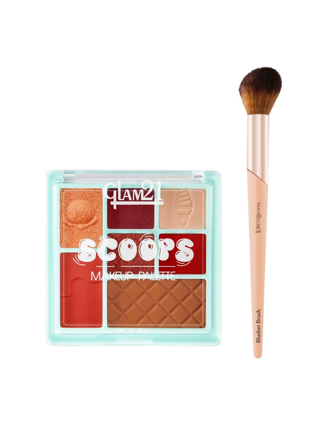 GLAM21 Set Of 2 Scoops Makeup Palette - Caramel Crush & Lord Of Brushes Blusher Brush-picture-8