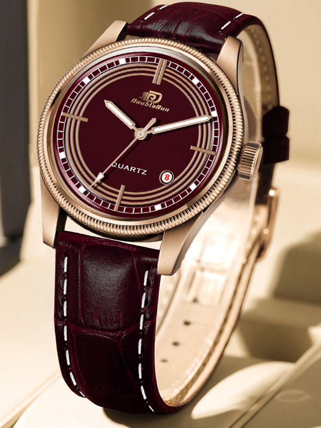 DOUBLERUN Men Dial & Leather Bracelet Style Straps Analogue Multi Function Watch H05N7004-picture-25