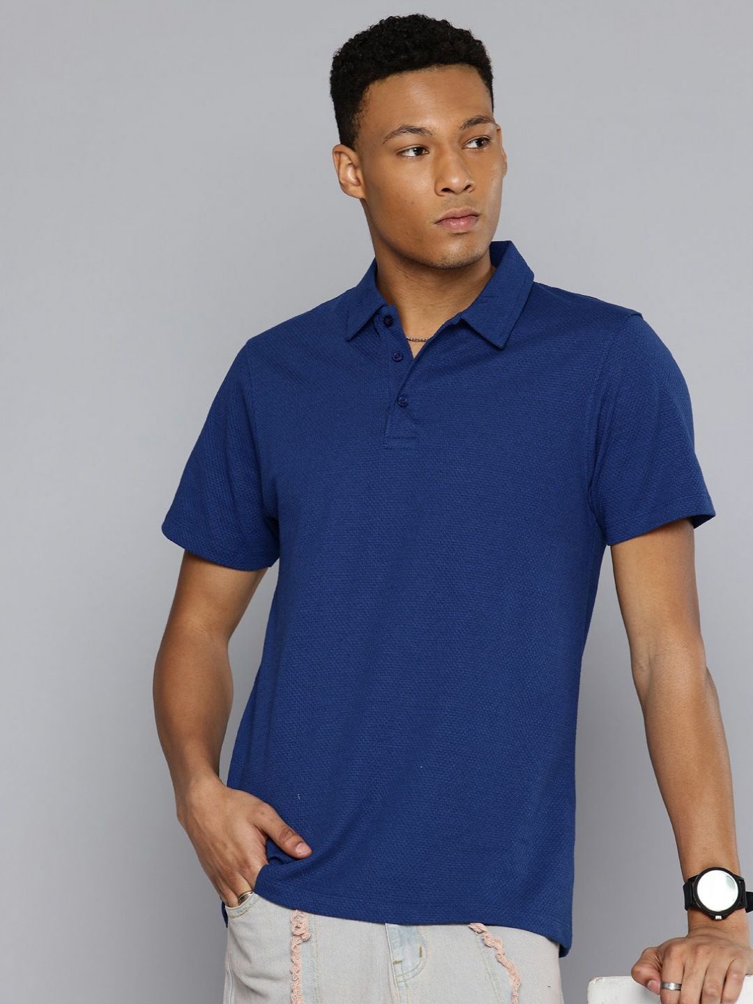 Moda Rapido Men Self Design Polo Collar Cotton Relaxed Fit T-shirt-picture-41