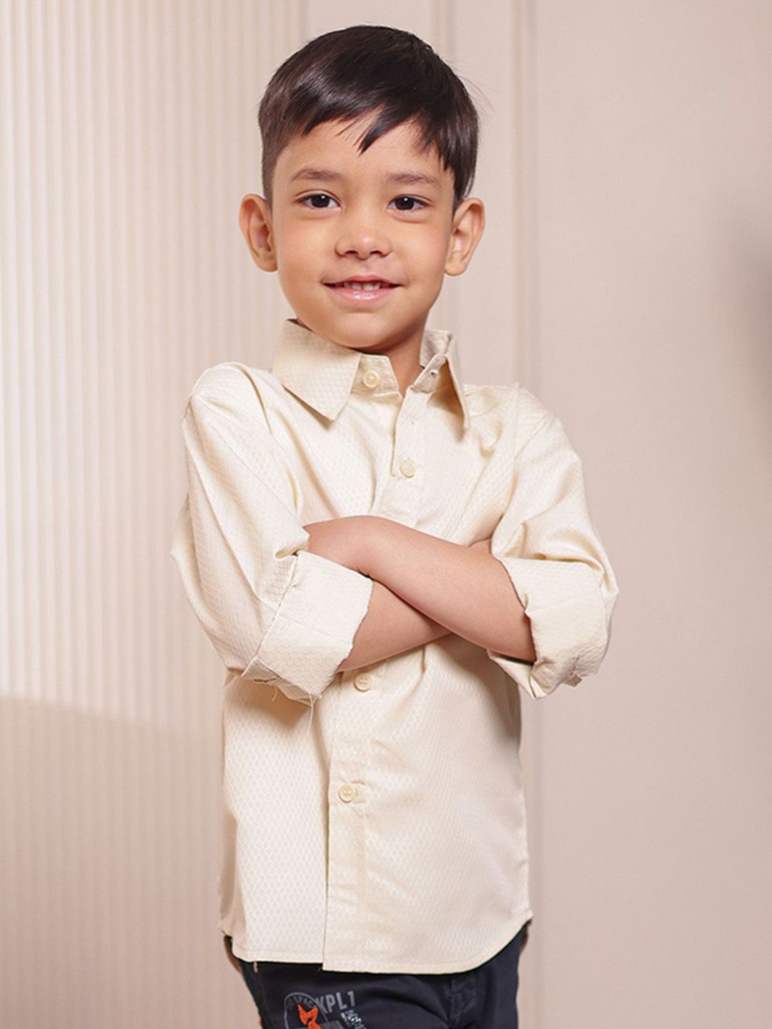 Stuffie Land Boys Classic Fit Geometric Printed Spread Collar Cotton Casual Shirt-picture-14