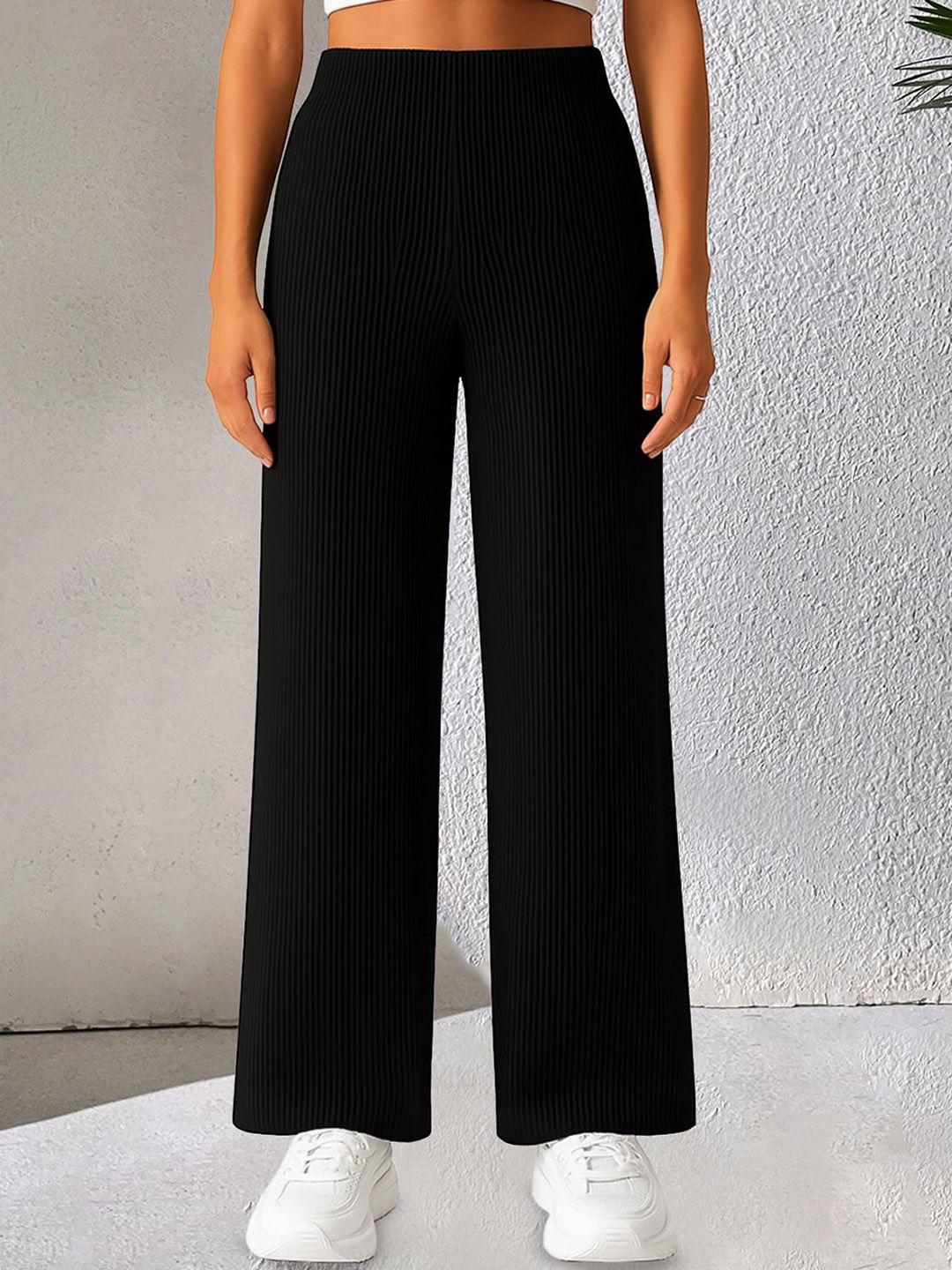 Fabflee Women Striped Comfort Straight Fit Trousers-picture-31