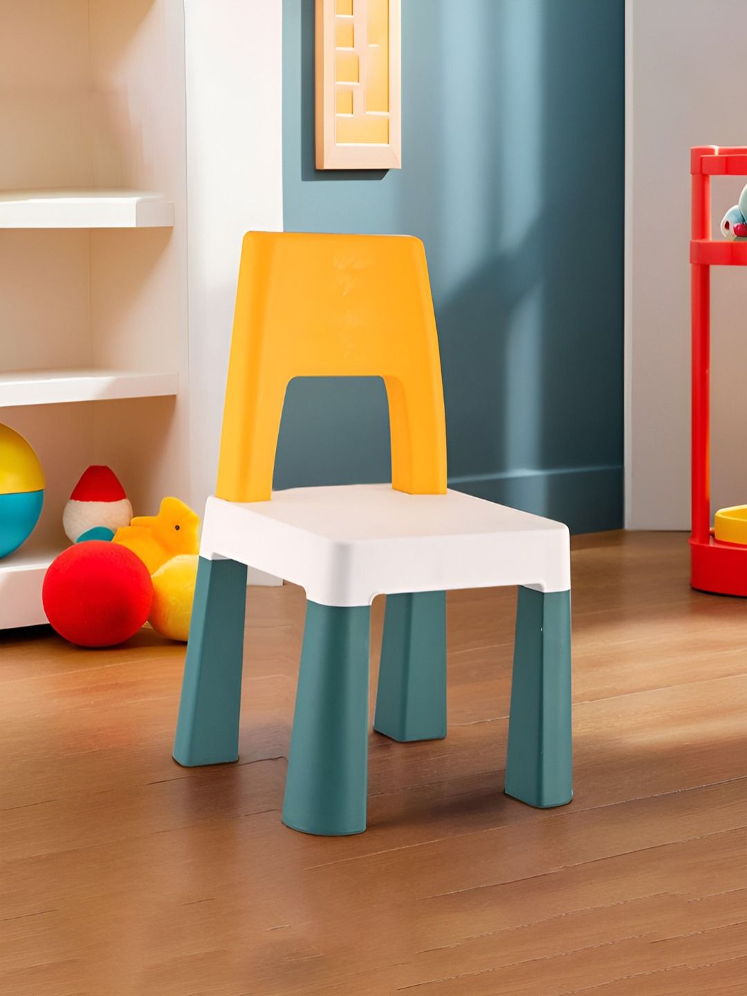 Kuber Industries Yellow & Green Colour-Blocked KidsChair