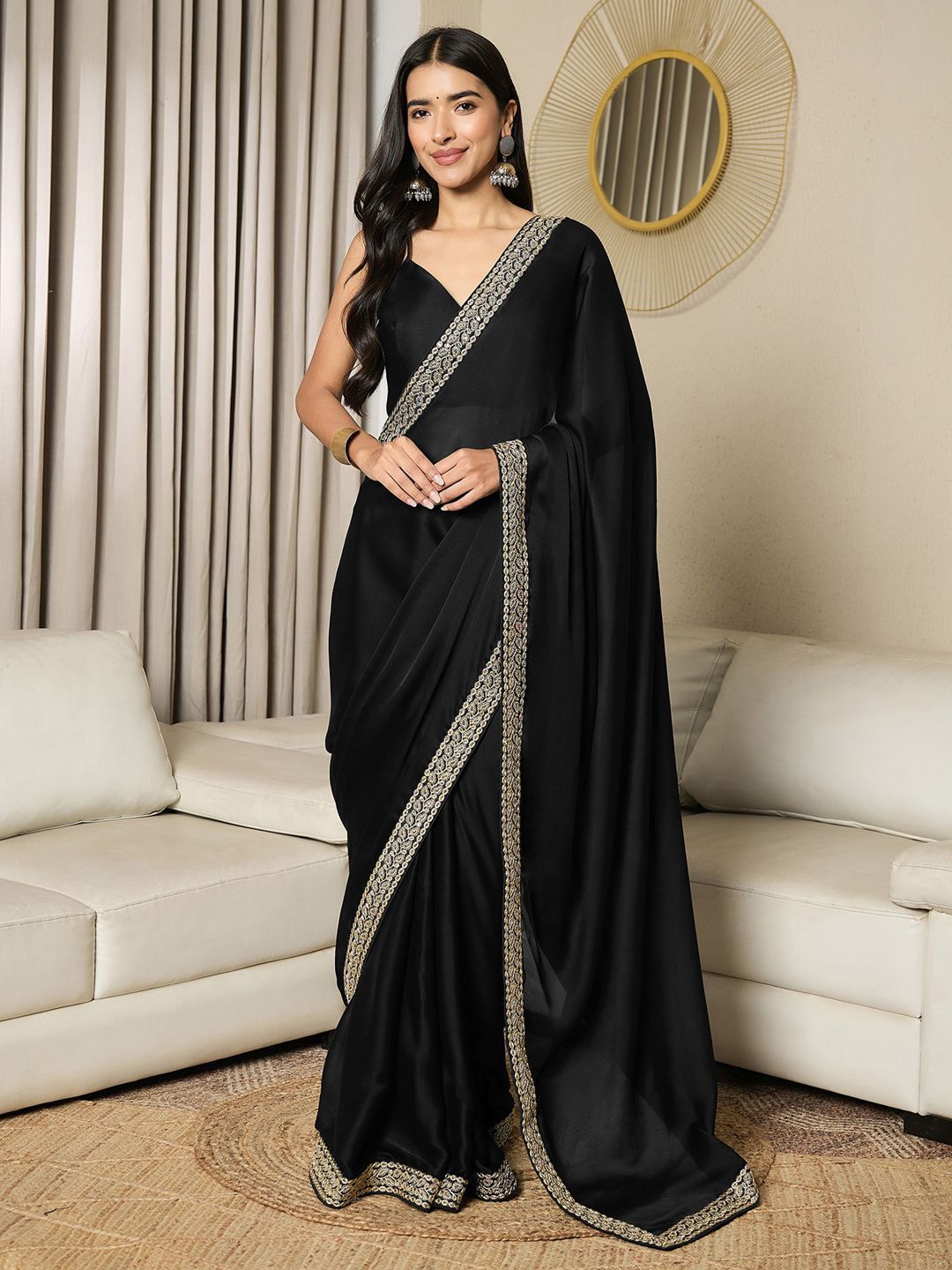 Mitera Sequinned Satin Ready to Wear Saree-picture-44