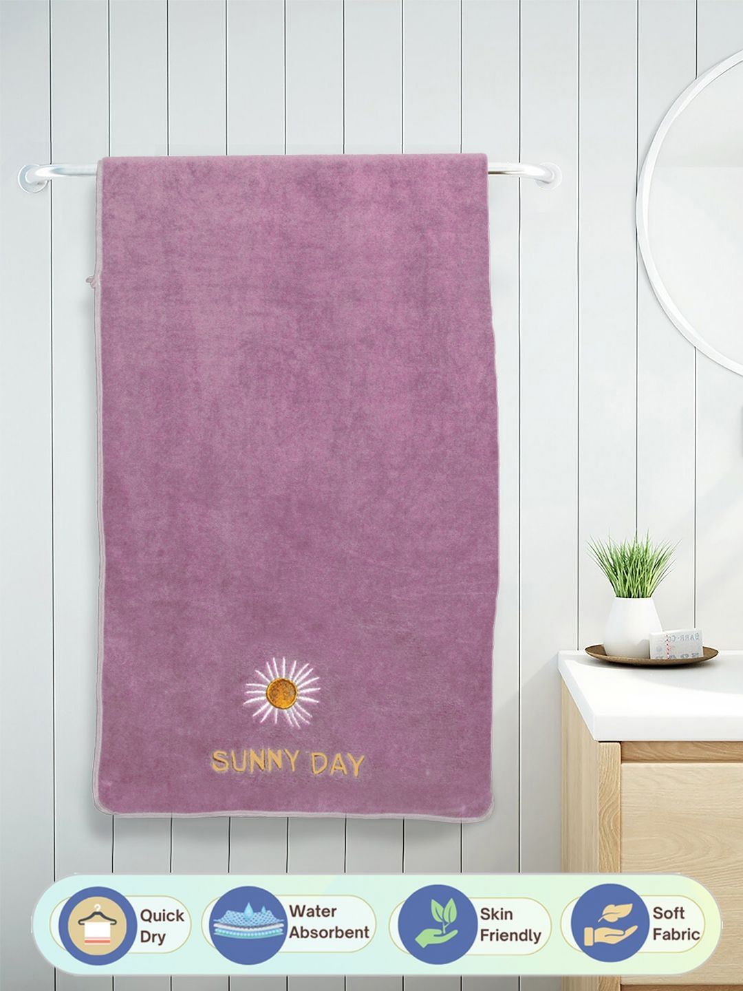 Myntra Elegant Homes Onion Pink Cotton 420 GSM Bath Towel-image-48