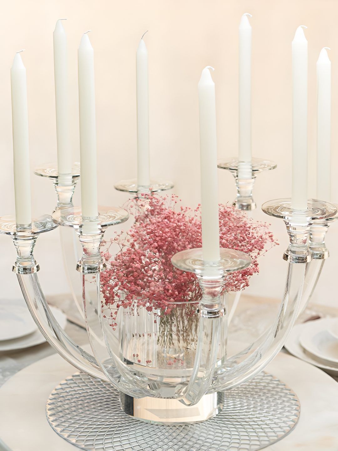 gloss White Candle Holder With Vase-image-0