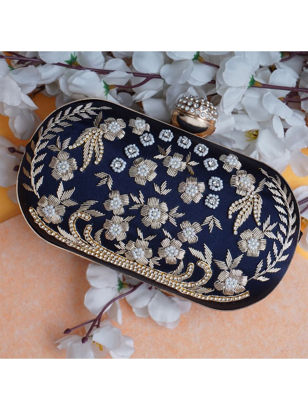 FOR THE BEAUTIFUL YOU Embellished Embroidered Box Clutch-picture-29
