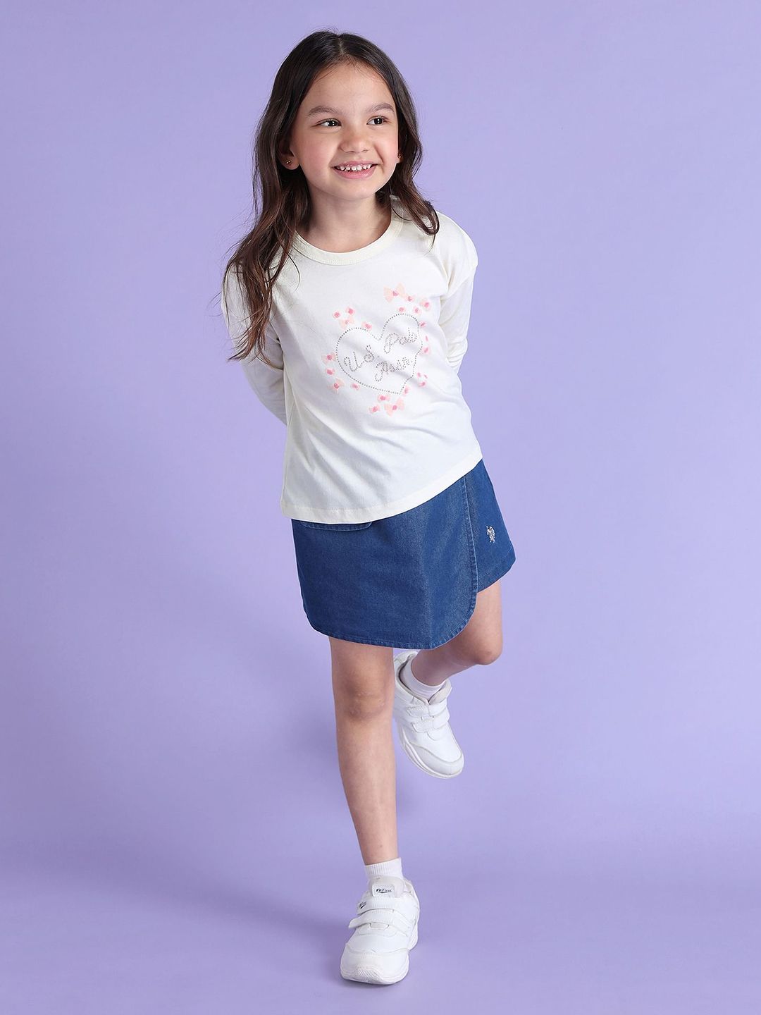 U.S. Polo Assn. Kids Girls Drop-Shoulder Sleeves Pure Cotton T-shirt-picture-51