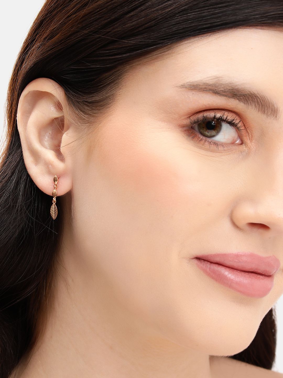 DressBerry Rose Gold Plated Leaf Shaped Drop Earrings-picture-30