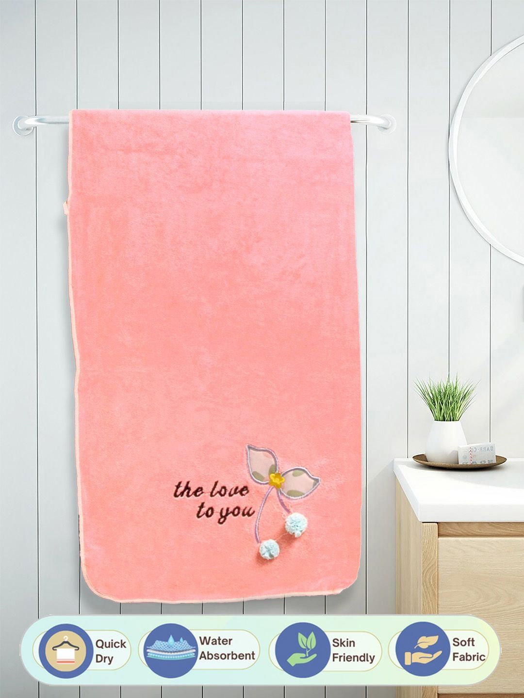 Myntra Elegant Homes Peach-Coloured Cotton 420 GSM Bath Towel-picture-21