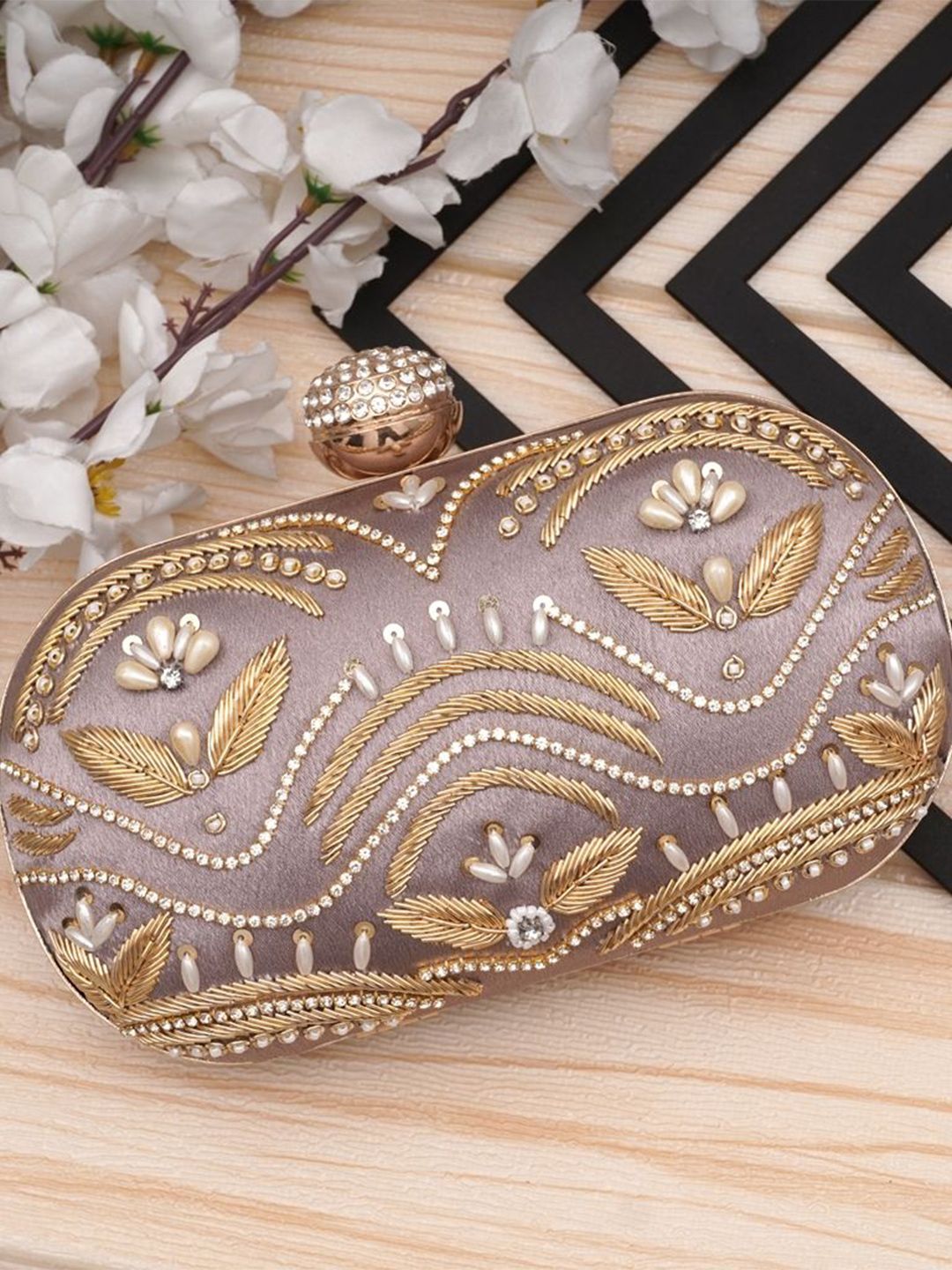 FOR THE BEAUTIFUL YOU Embellished Embroidered Box Clutch-picture-20