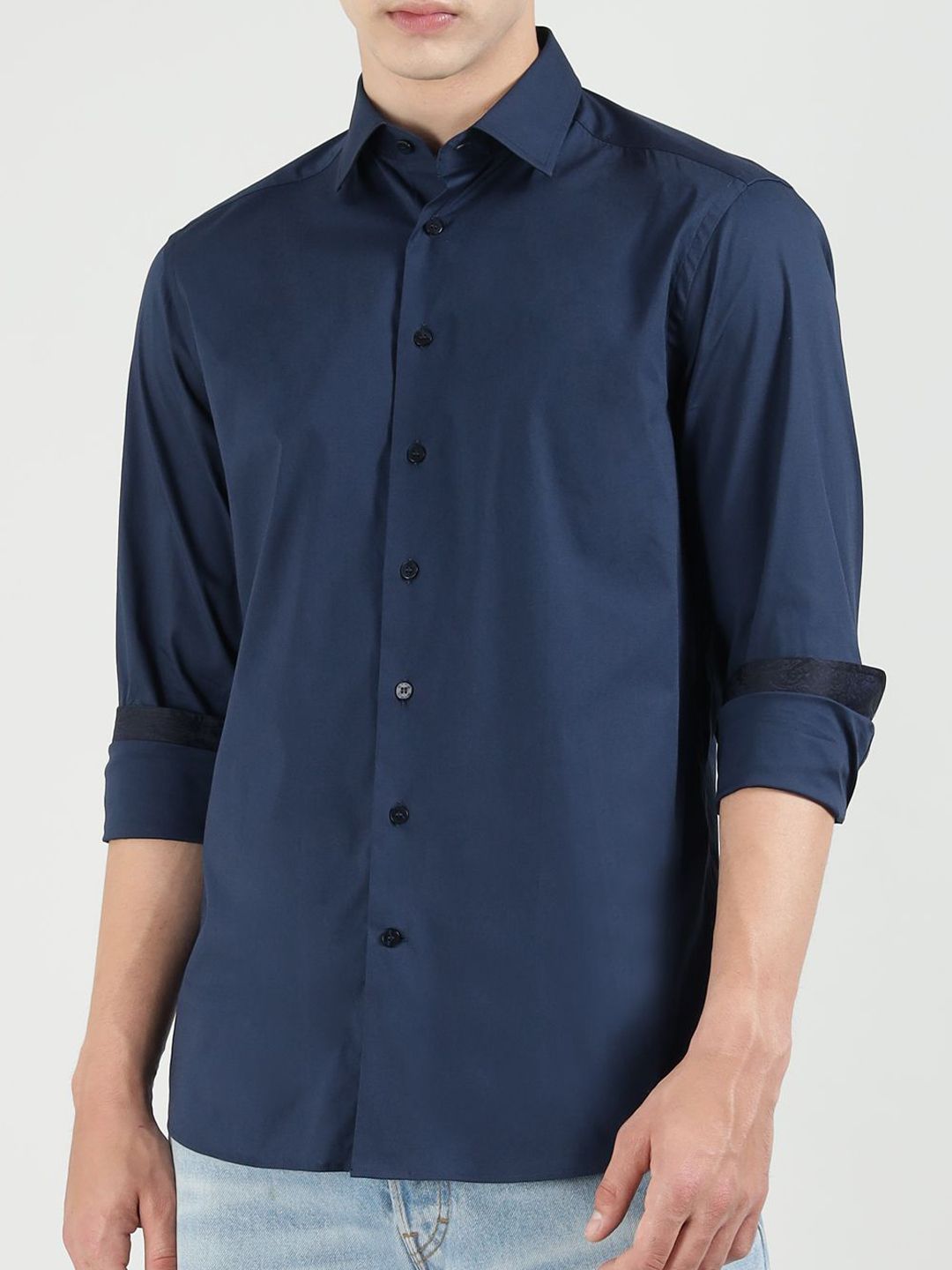 ETRO Men Slim Fit Solid Spread Collar Cotton Casual Shirt-picture-38