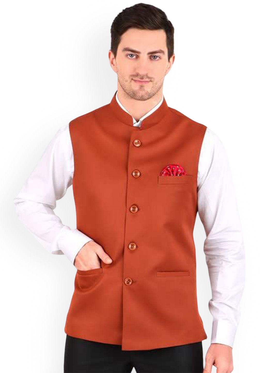 GRACYSHADE Mandarin Collar Cotton Nehru Jacket-picture-51
