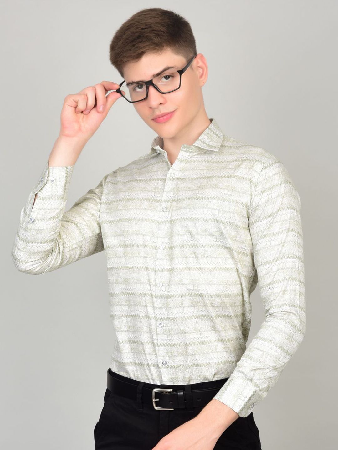 Heed Attentive Standard Slim Fit Striped Spread Collar Cotton Shirt-picture-27