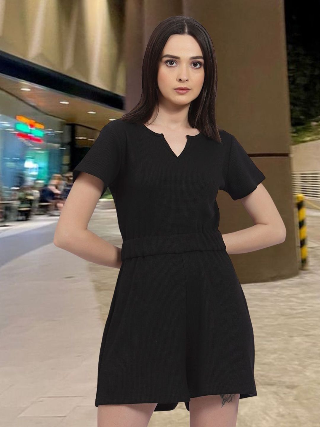 Metronaut Women V-Neck Short Sleeves Cotton Jumpsuit