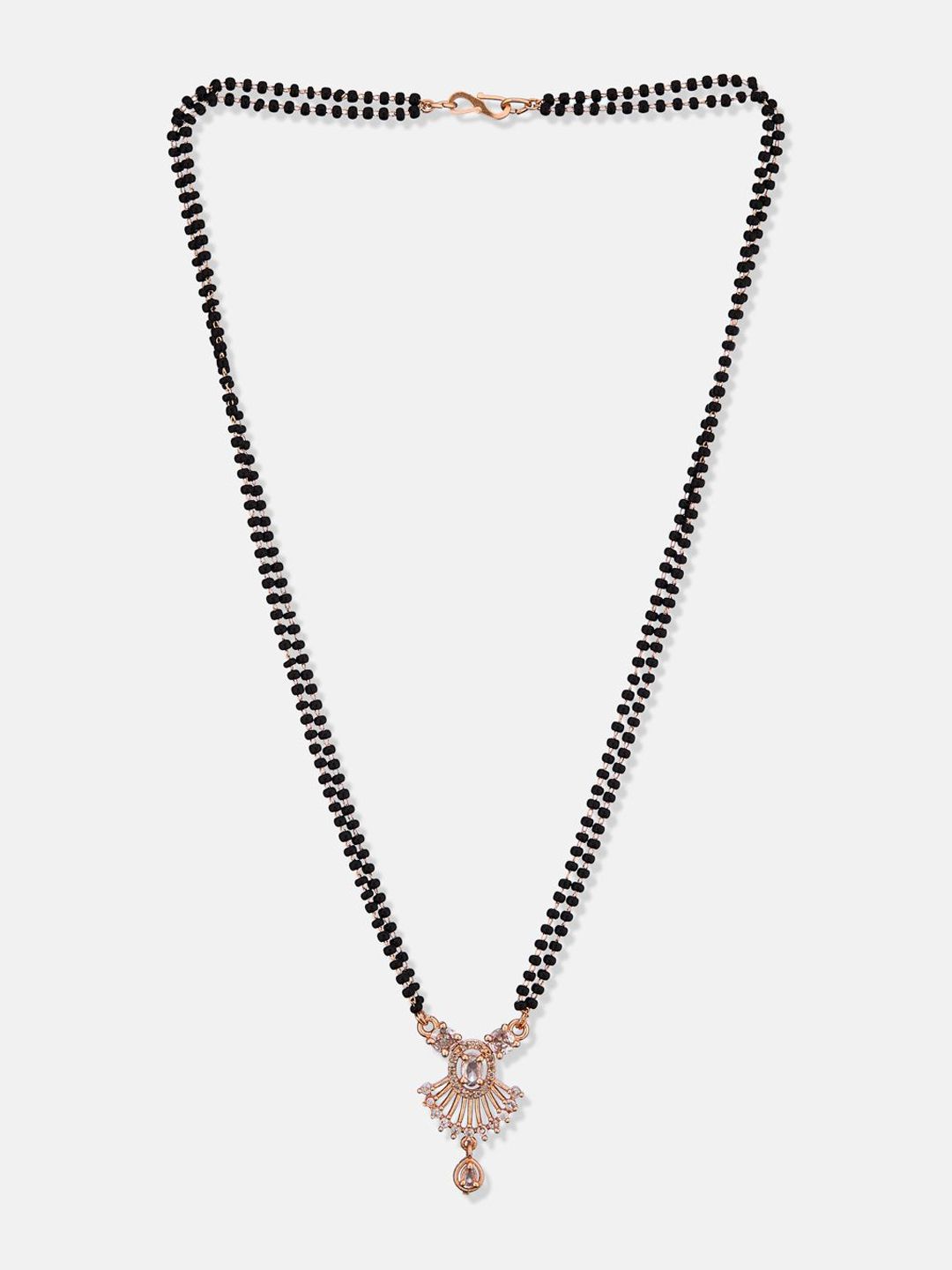 ATIBELLE Set Of 2 Rose Gold-Plated Cubic Zirconia Studded Mangalsutras