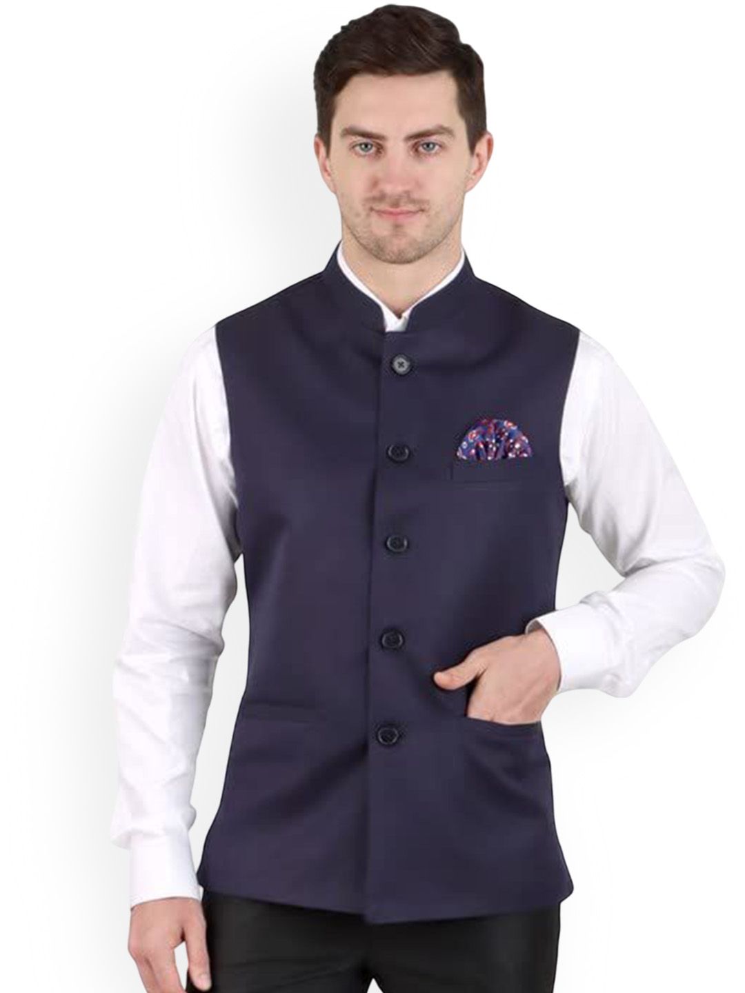 GRACYSHADE Mandarin Collar Cotton Nehru Jacket-picture-47