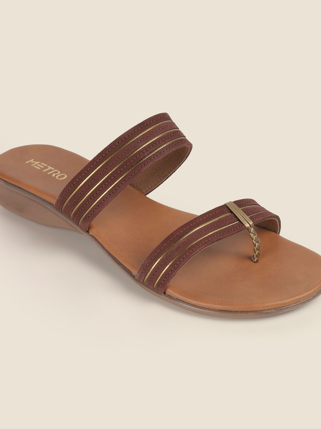 Metro Women Striped Open Toe Flats-picture-24