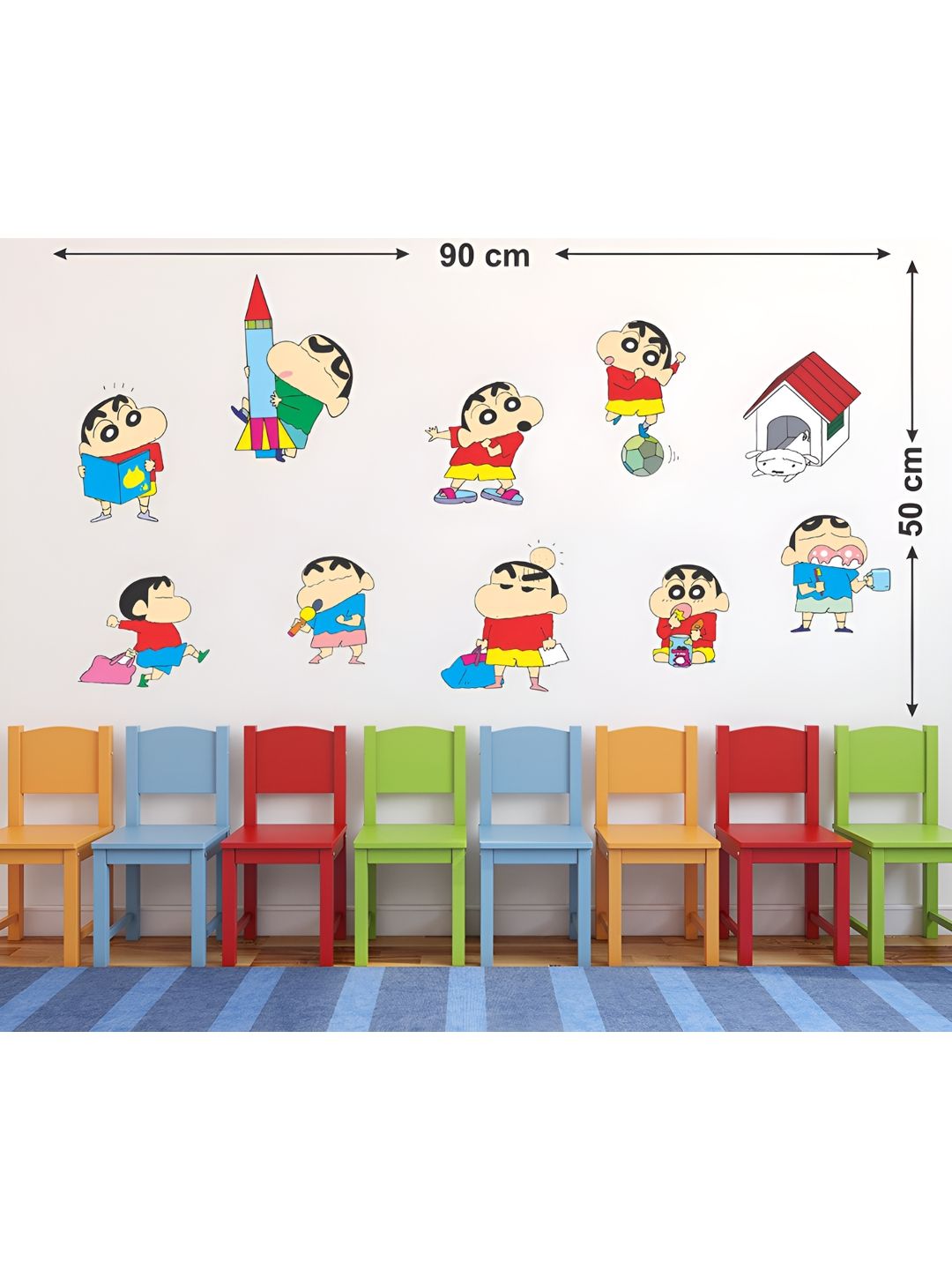 LANSTICK Red & Yellow Shinchan Printed Self-Adhesive WallStickers-image-2