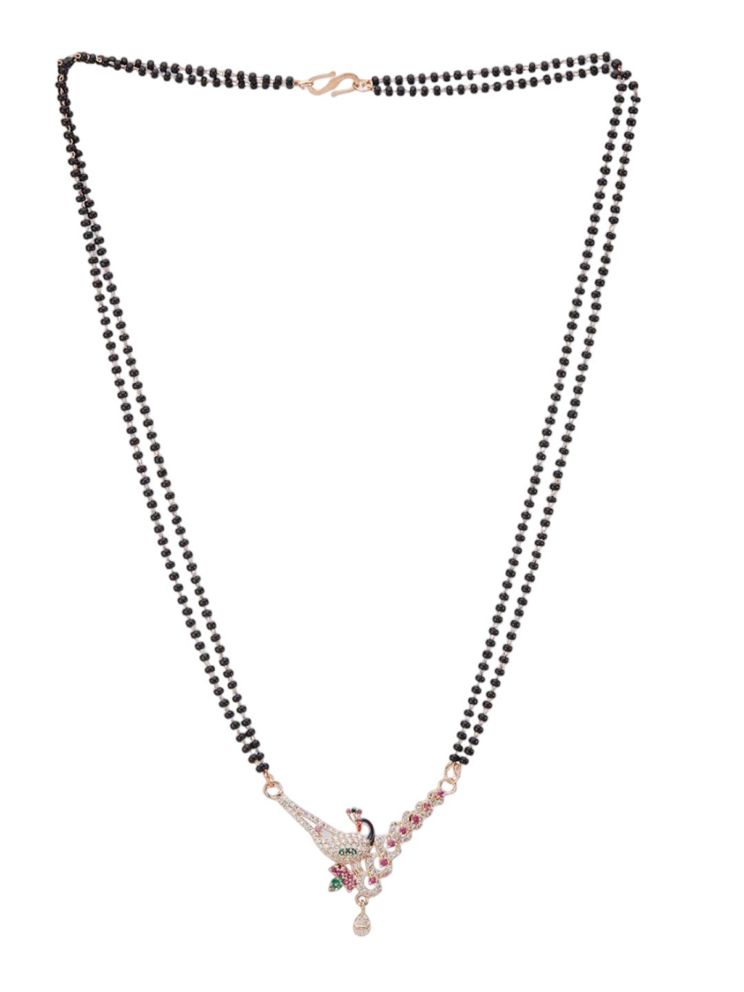 ATIBELLE Set Of 2 Rose Gold-Plated Cubic Zirconia Studded Mangalsutras