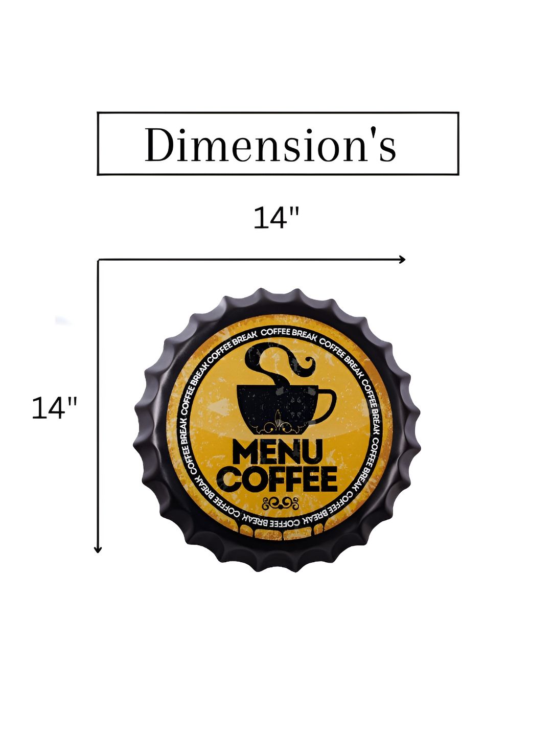 eazy wagon Black & Yellow Bottle Caps Printed Metal Wall Hangings-picture-23