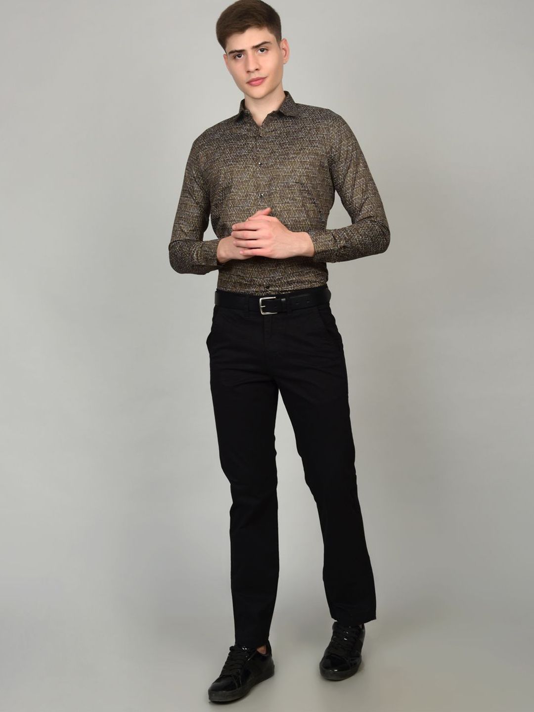 Heed Attentive Standard Slim Fit Geometric Printed Spread Collar Cotton Shirt-picture-58