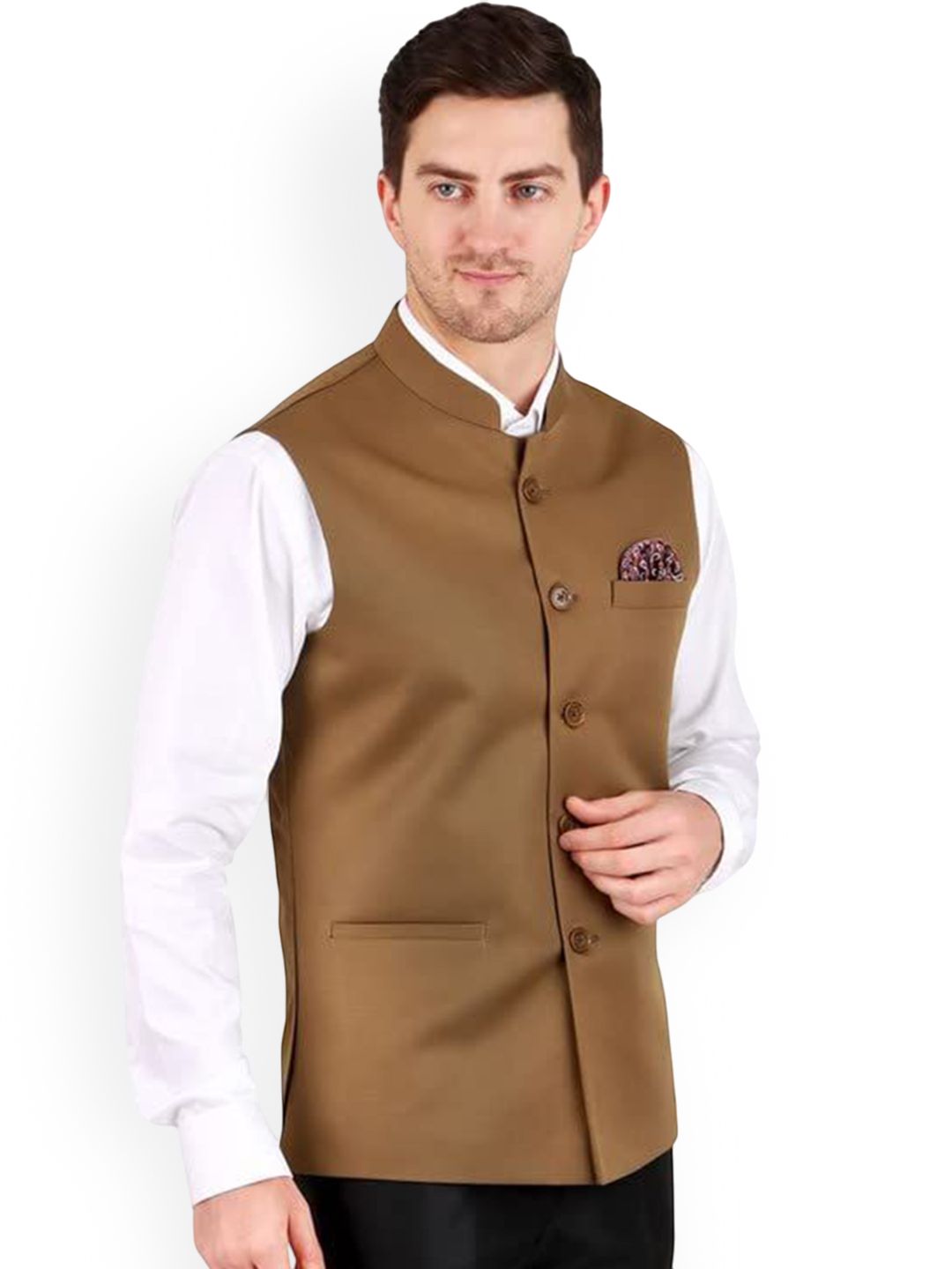 GRACYSHADE Mandarin Collar Cotton Nehru Jacket-picture-31