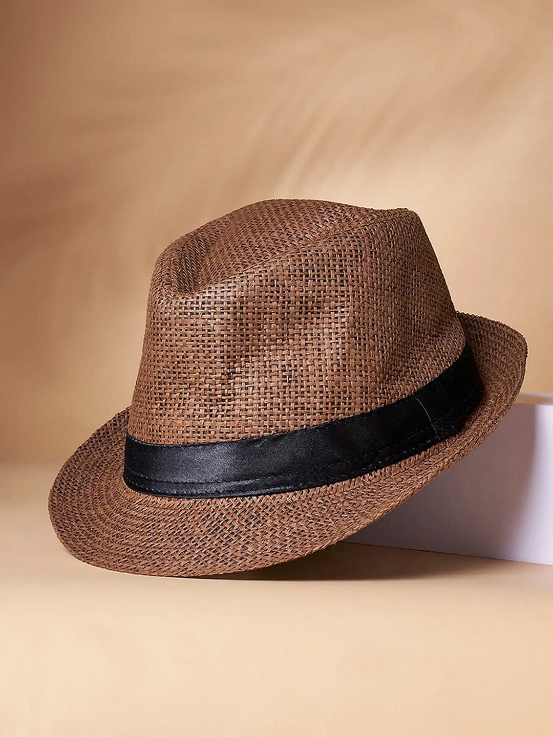 Infispace Men Brown Self Design Fedora Hat-picture-23