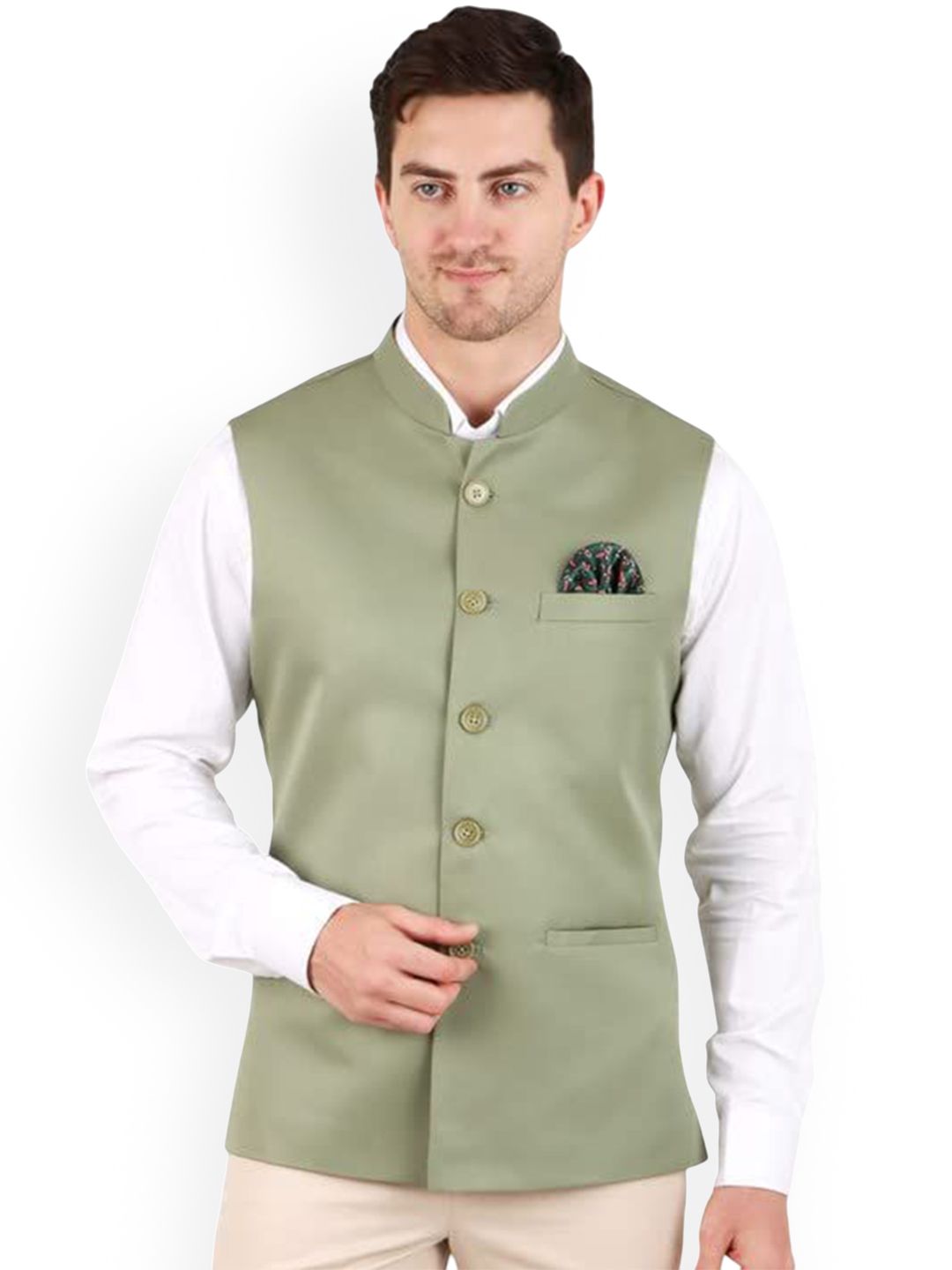 GRACYSHADE Mandarin Collar Cotton Nehru Jacket-picture-47