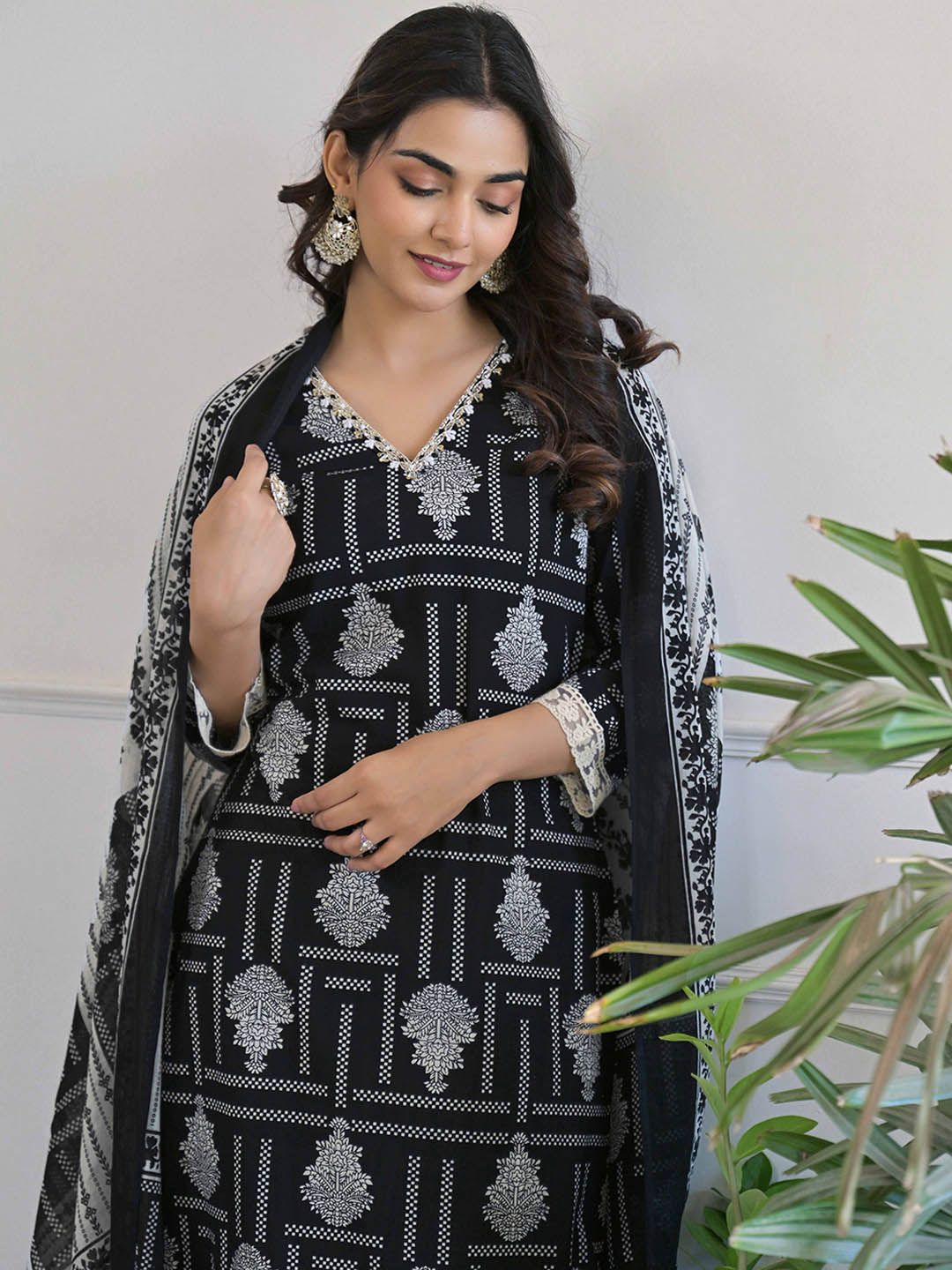 Anouk Ethnic Motifs Printed Pure Cotton Kurta With Trousers & Dupatta-picture-32