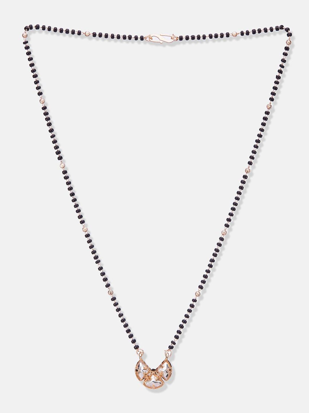 ATIBELLE Set of 2 Rose Gold & Gold-Plated Cubic Zirconia Studded & Beaded Mangalsutras