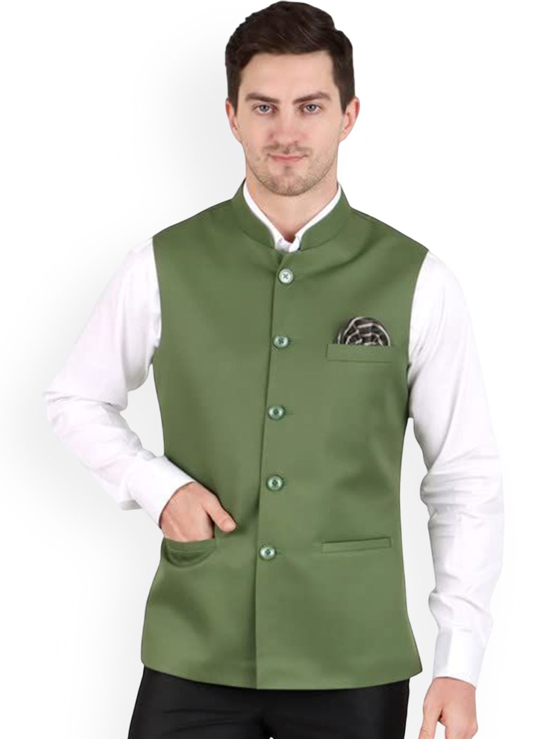 GRACYSHADE Mandarin Collar Cotton Nehru Jacket-picture-57