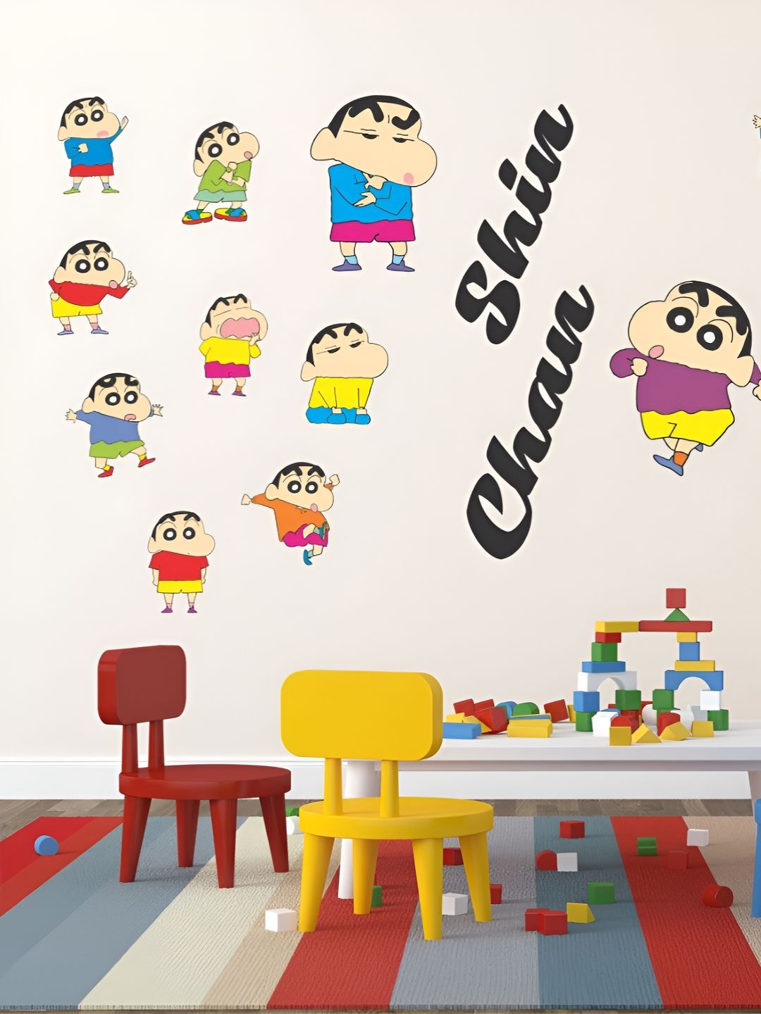 LANSTICK Yellow & Red Shinchan Printed Self-Adhesive WallStickers-image-34