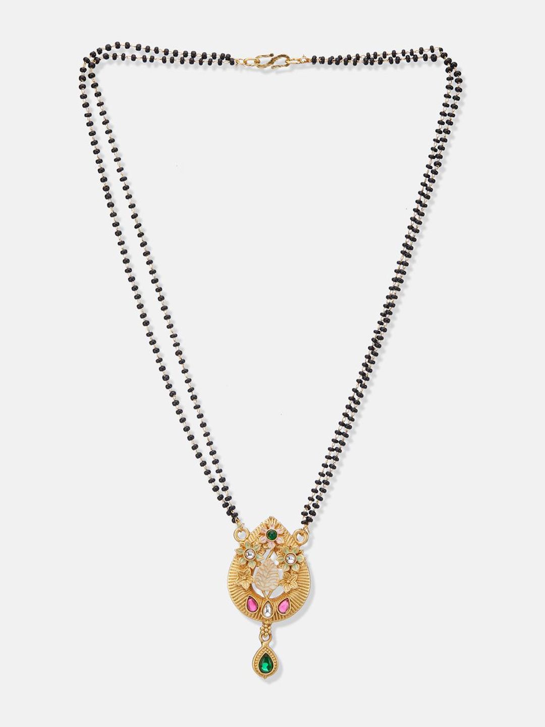 ATIBELLE 2 Pcs Rose Gold & Gold-Plated Cubic Zirconia Stone Studded & Beaded Mangalsutras