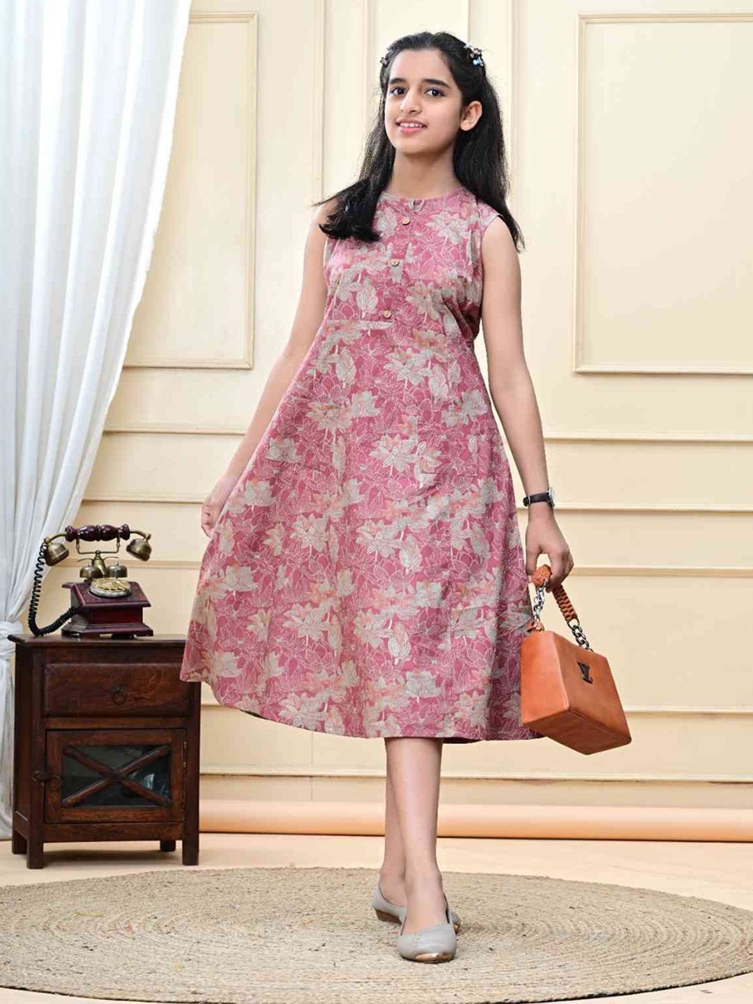 DMP FASHION Floral Print Cotton Longline Top