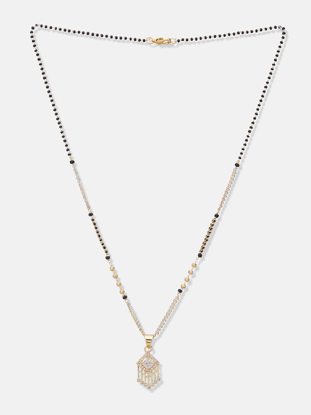 ATIBELLE Set of 2 Gold & Silver-Plated Cubic Zirconia Stone Studded & Beaded Mangalsutras