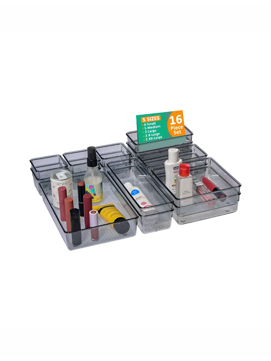 Myntra Elegant Homes Black 16 Pcs Regular Drawer Organiser Tray For Kitchen-image-4