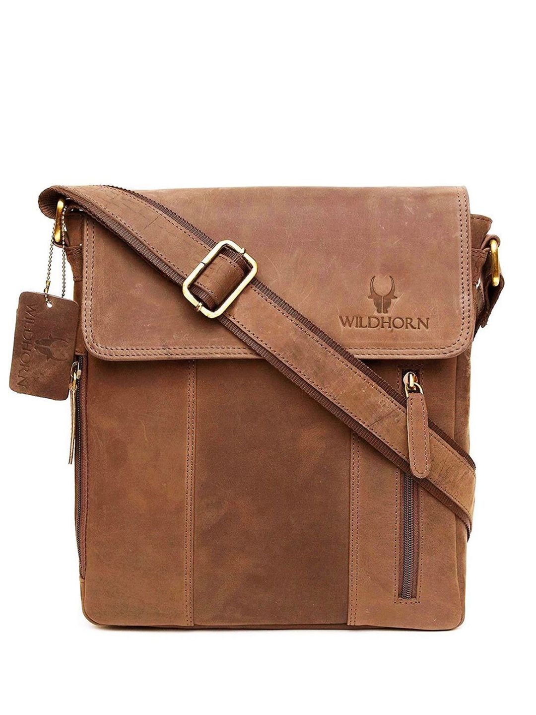 WildHorn Men Leather Textured Messenger Bag-picture-16