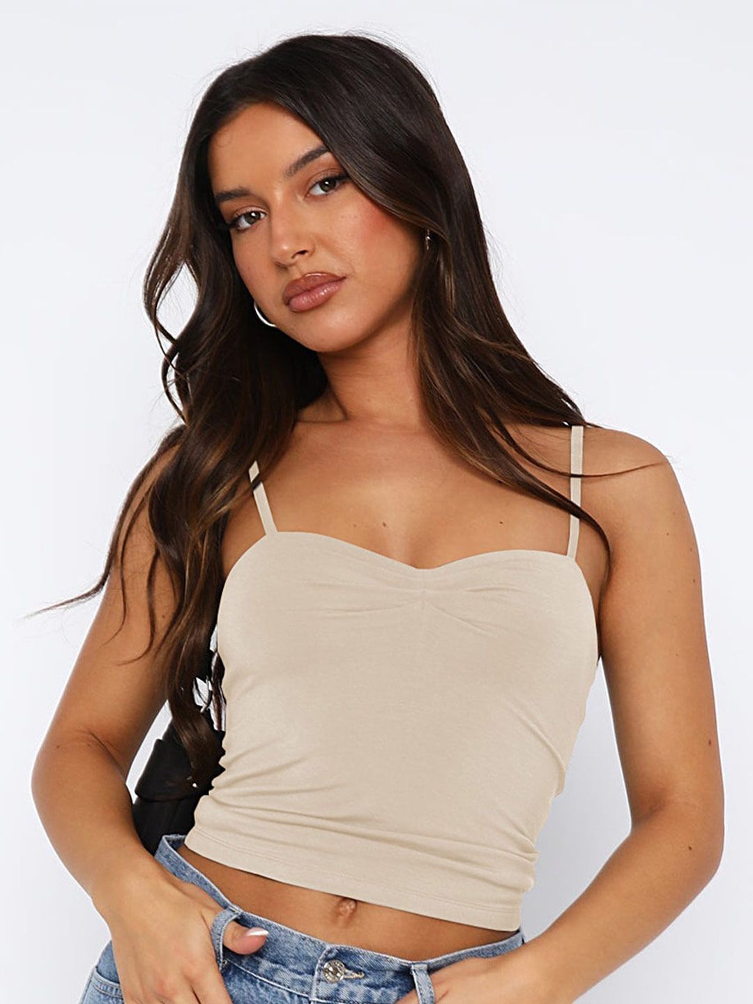 LULU & SKY Sweetheart Neck Shoulder Straps Fitted Crop Top-image-46