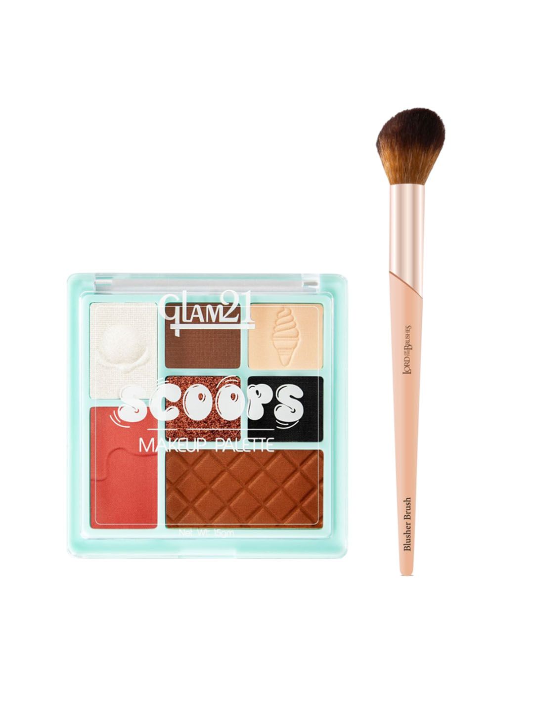 GLAM21 Set Of 2 Scoops Makeup Palette - Chocolate Chip & Lord Of Brushes Blusher Brush-picture-11