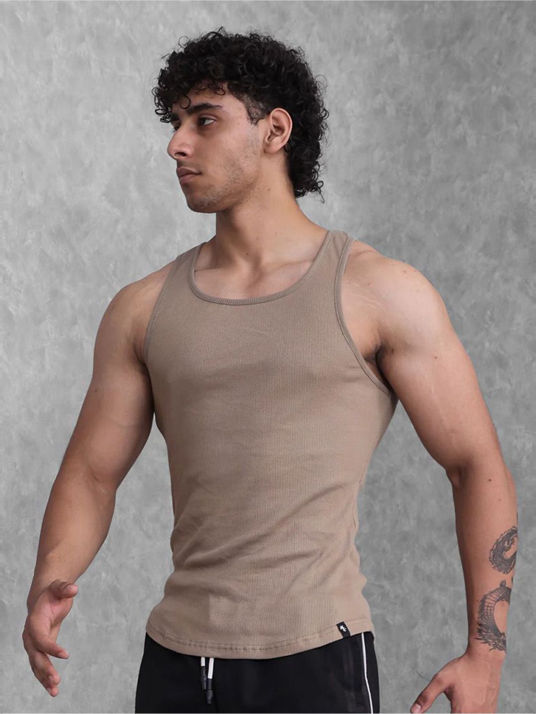 New Theory Muscle-Up Ribbed Tank - Beige NTC01MURT01-Beige-S-picture-23